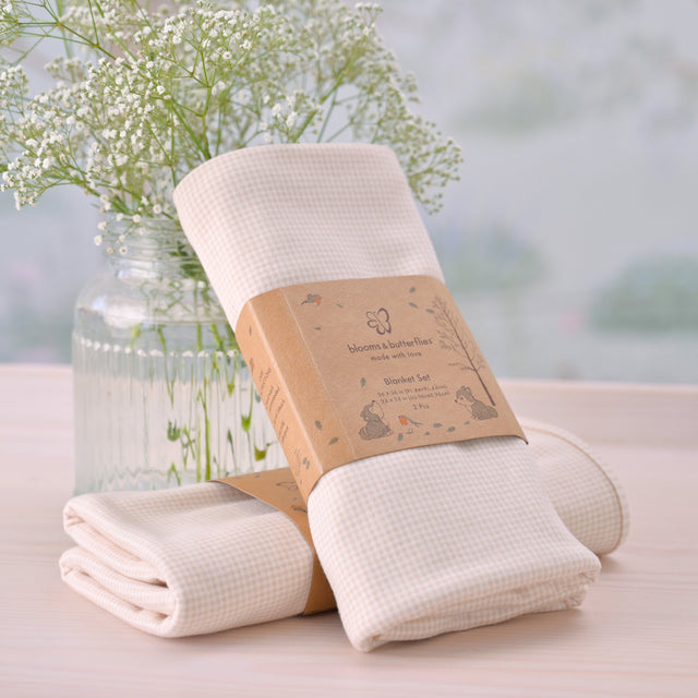 Blooms and Butterflies Knitted Receiving Blanket - Moon Light