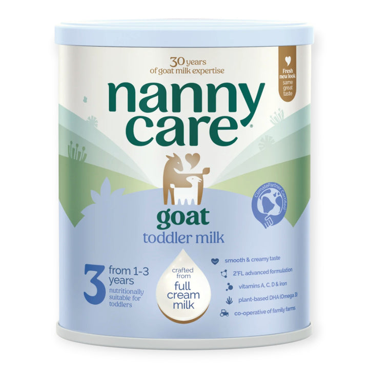 Nannycare Toddler Goat Milk Formula Stage 3, 800g can, crafted from full cream milk, suitable for toddlers 1-3 years.