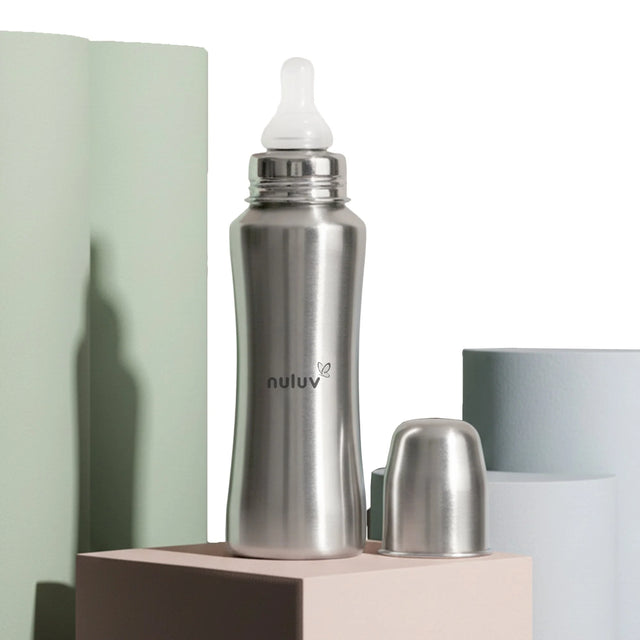Nuluv Stainless Steel Feeding Bottle, 240ml- 9+months