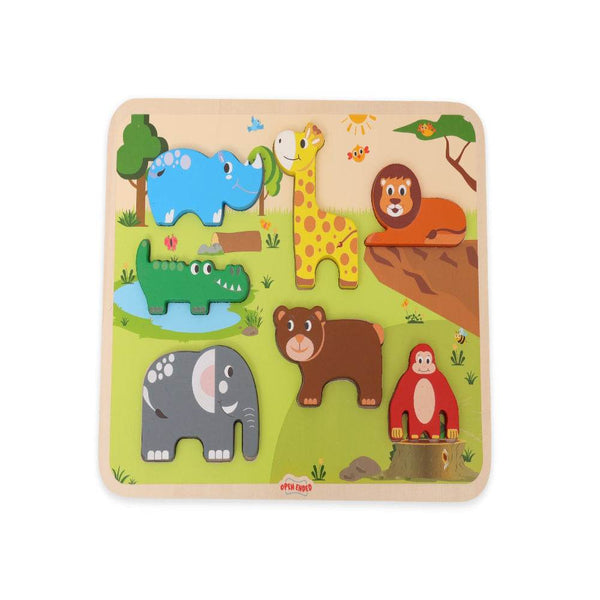 Open Ended Chunky Puzzle New Design- Animals (Includes - 7 Chunky self standing Animals) - BabyAmore