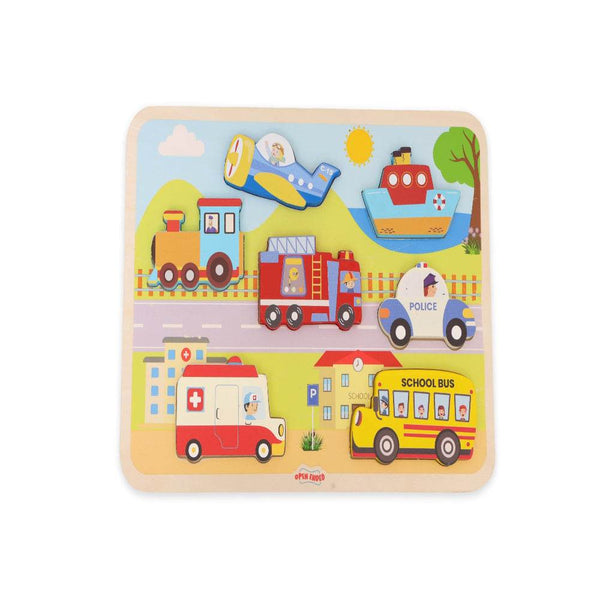 Open Ended Chunky Puzzle New Design - Vehicles (Includes - 7 Chunky self standing Vehicles) - BabyAmore