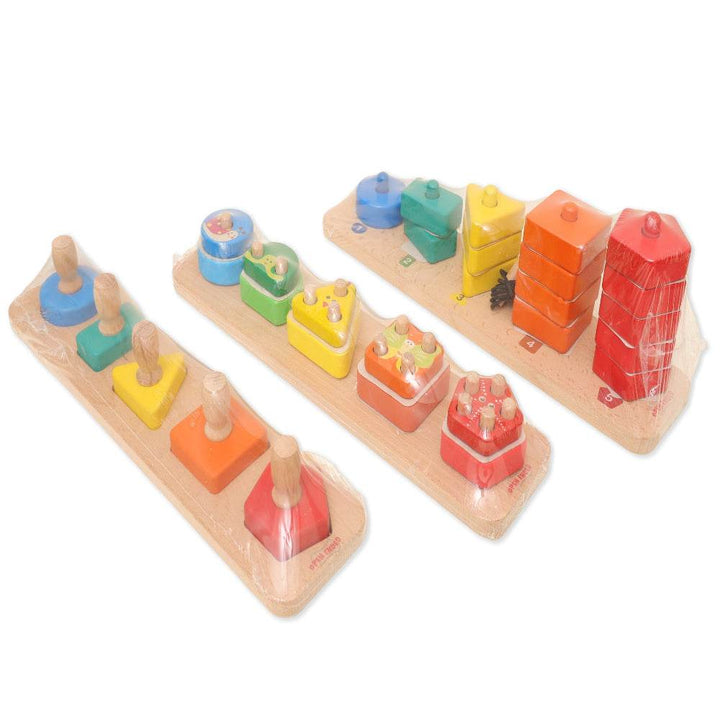 Open Ended Montessori Multi Peg Shape Stacker - BabyAmore