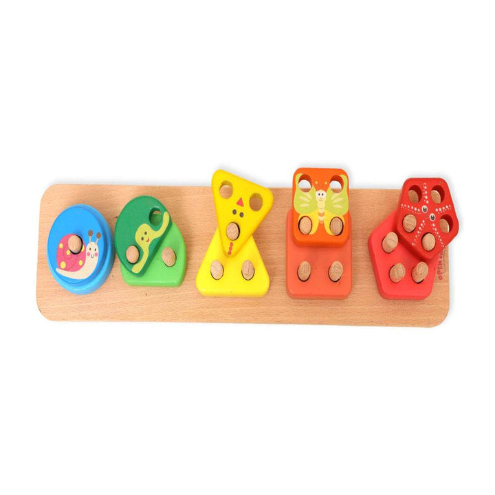 Open Ended Montessori Multi Peg Shape Stacker - BabyAmore
