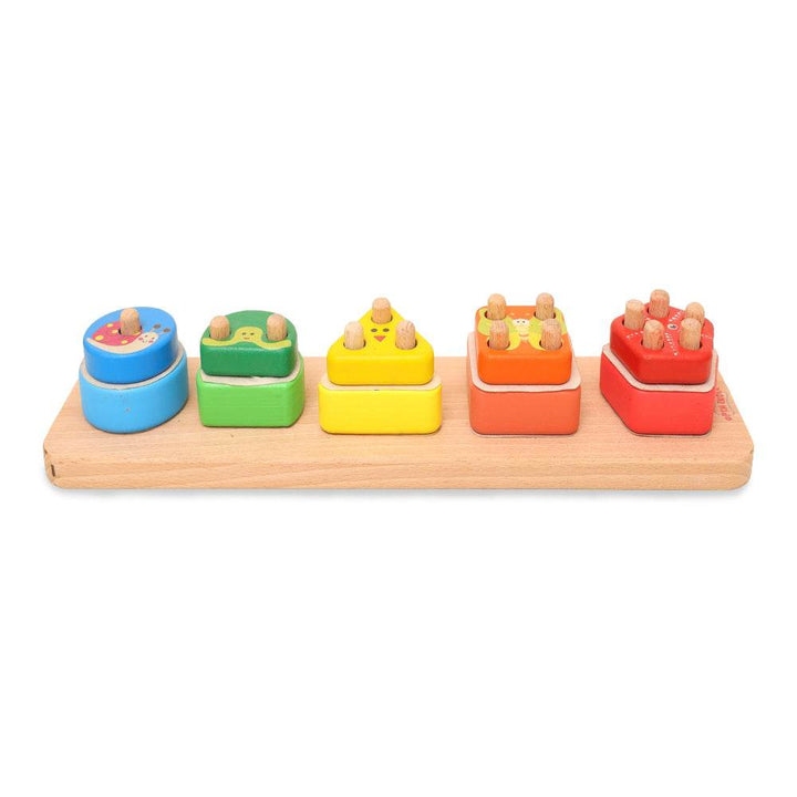 Open Ended Montessori Multi Peg Shape Stacker - BabyAmore