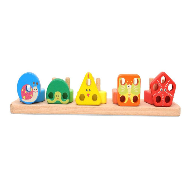 Open Ended Montessori Multi Peg Shape Stacker - BabyAmore