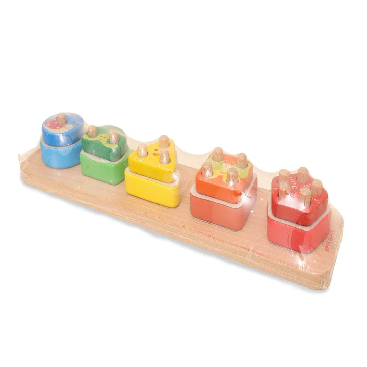 Open Ended Montessori Multi Peg Shape Stacker - BabyAmore
