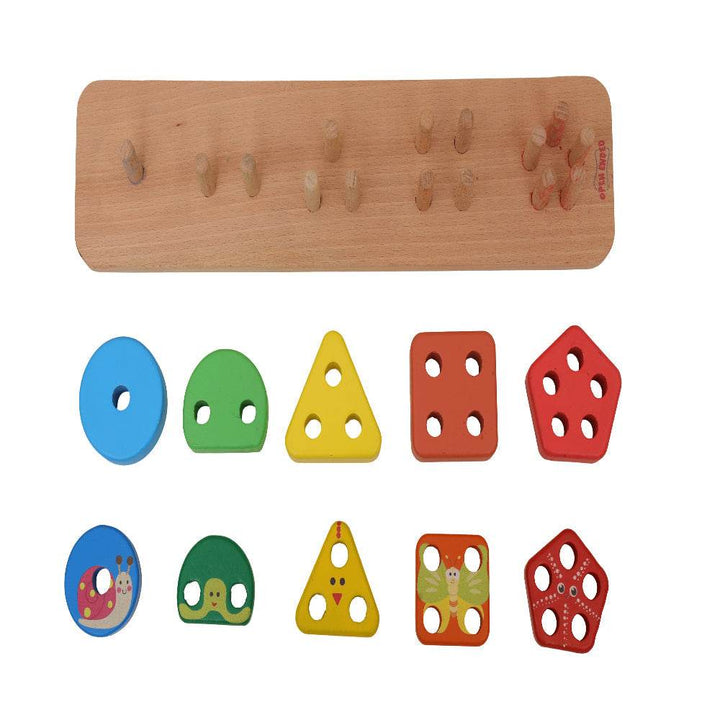 Open Ended Montessori Multi Peg Shape Stacker - BabyAmore