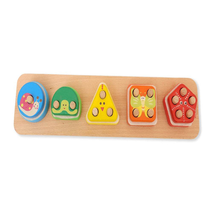 Open Ended Montessori Multi Peg Shape Stacker - BabyAmore