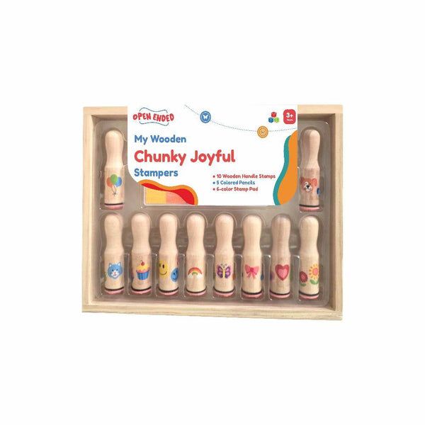 Open Ended My Wooden Chunky Joyful Stampers - BabyAmore