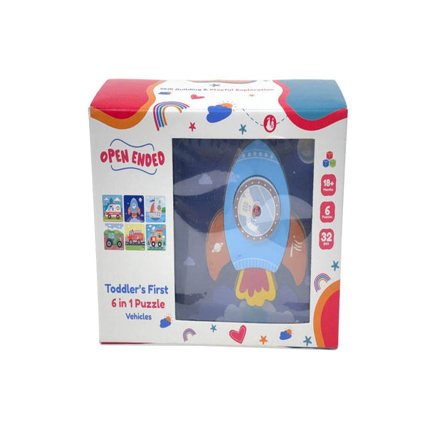 Open Ended Toddler's First 6 In 1 Puzzle - Vehicle - BabyAmore