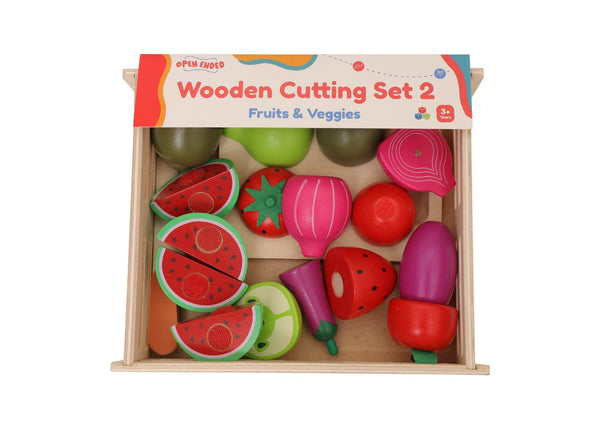 Open Ended Wooden Cutting Set 2- Fruits & Veggies (7 pcs set) - BabyAmore