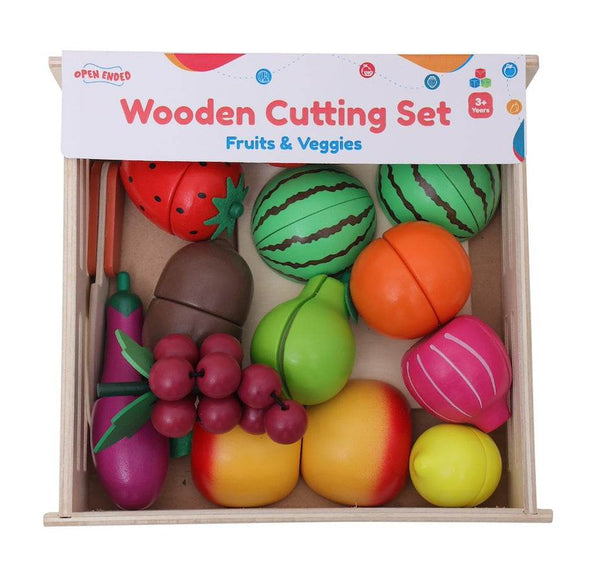 Open Ended Wooden Cutting Set - Fruits & Veggies - BabyAmore