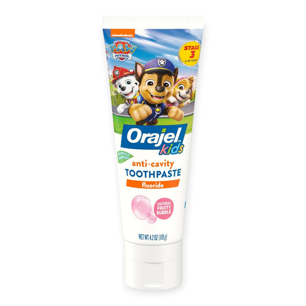 Orajel Kids Anti Cavity Toothpaste Fluoride Paw Patrol, 119g - Stage 3, 2-10Yrs Natural Fruity Bubble Flavor