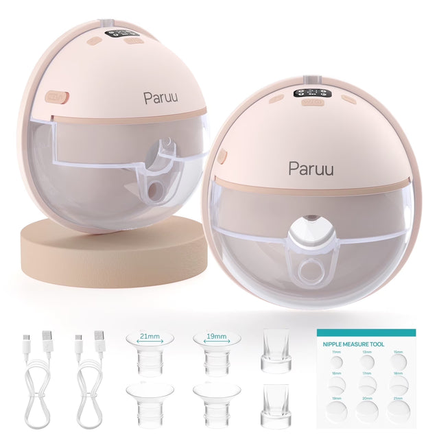 Paruu Wearable Double Electric Breast Pump P16 – Quiet & Efficient, Beige