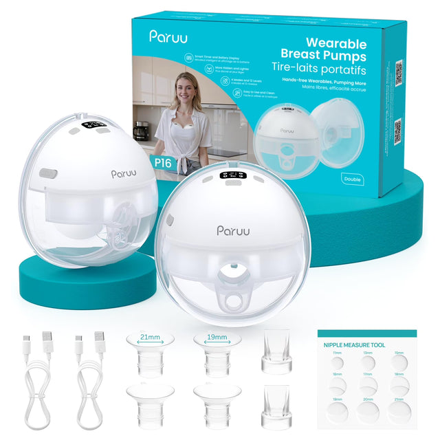 Paruu Wearable Double Electric Breast Pump P16 – Quiet & Efficient, White