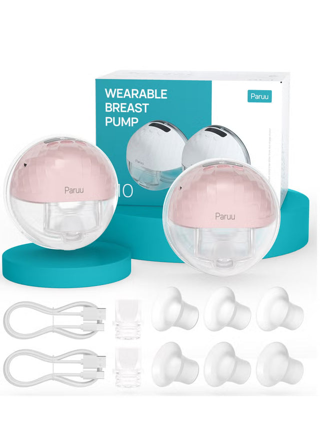 Paruu P10 Wearable Double Breast Pump – Hands-Free, Portable, Pink