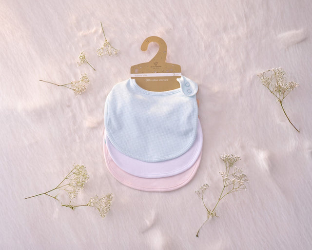 Blooms and Butterflies Pastel Multicolor Bibs - Set of 3