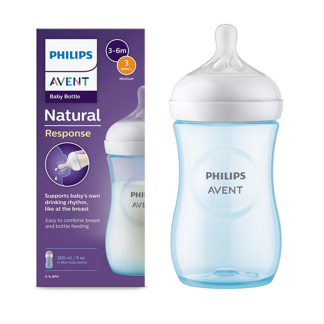 Philips Avent Natural Response Bottle 260ml 3-6m, Blue