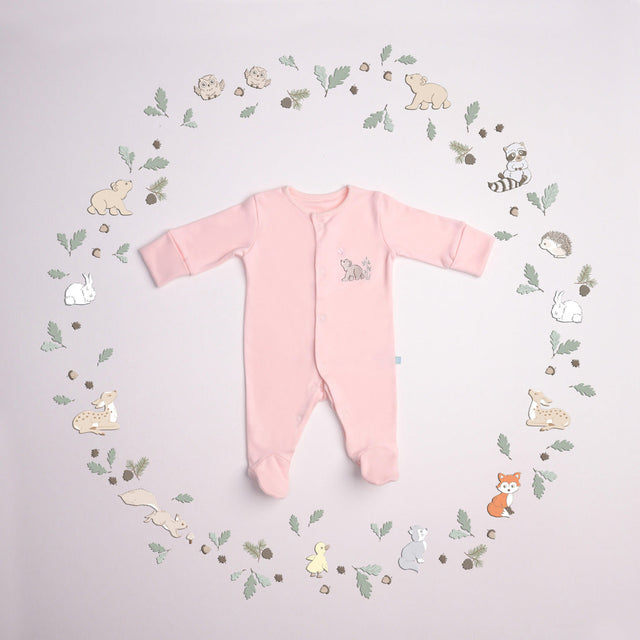 Blooms and Butterflies Newborn Sleep Suit - Pink Romper