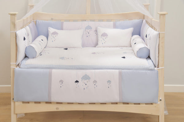 Blooms and Butterflies Rainy Blue Pillowcase