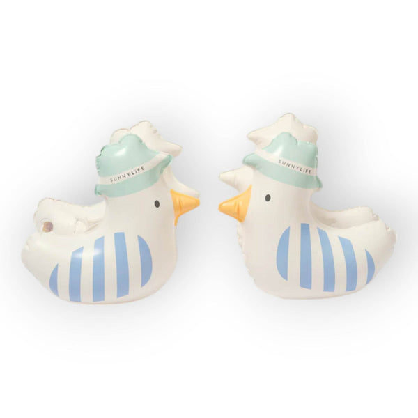 SUNNYLiFE Kids Inflatable Arm Bands Sid the Seagull Blue Stripe - BabyAmore