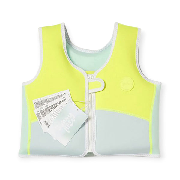 SUNNYLiFE Salty the Shark Swim Vest 2-3 Aqua Neon Yellow
