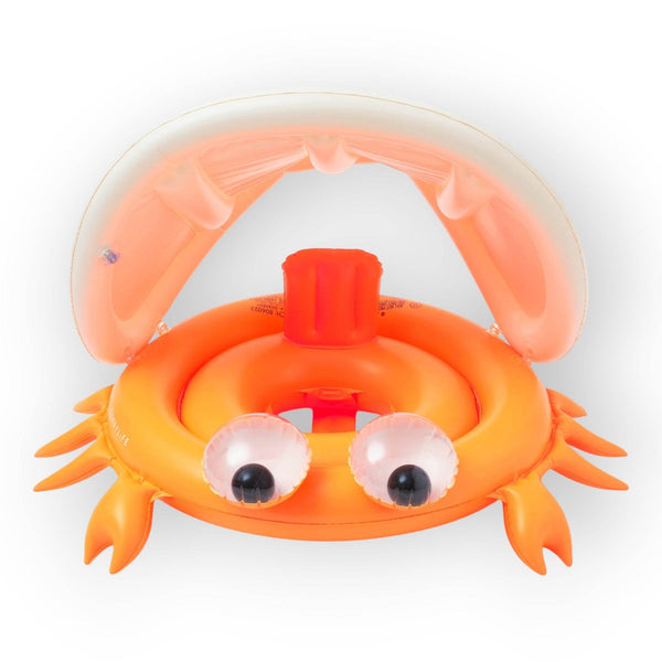 SUNNYLiFE orange color inflatable Baby Float with canopy Sonny the Sea Creature - BabyAmore
