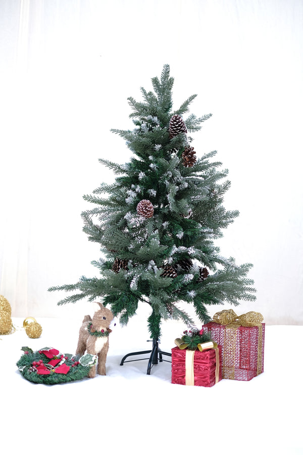 SWEN 4 Feet BALSAM Christmas Tree with Light Frosting and Large Pine Cones