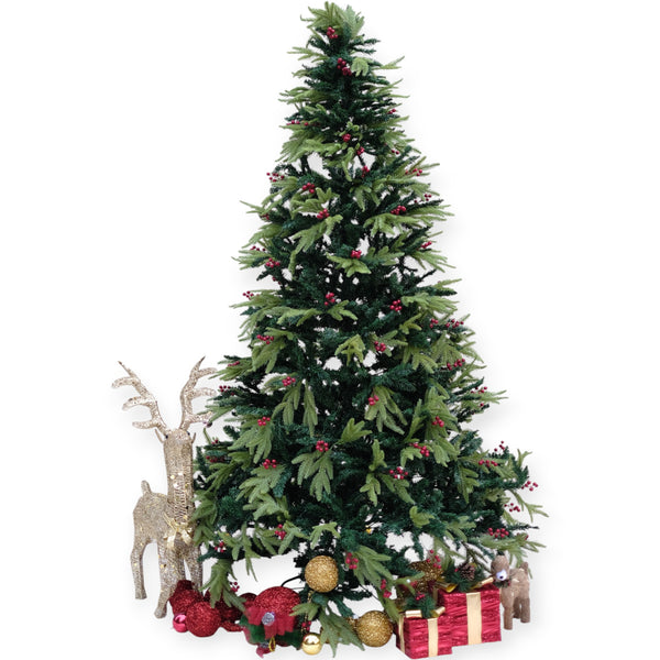 SWEN 8 Feet RAZ Christmas Tree With Cherries and Dual Color Leaves
