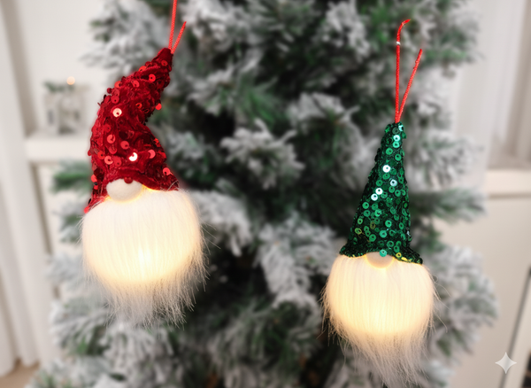 SWEN Gnomo, Pack Of 2 Sparkling Sequin Gnome Figure Ornaments