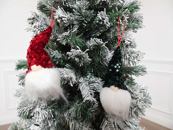 SWEN Gnomo, Pack Of 2 Sparkling Sequin Gnome Figure Ornaments