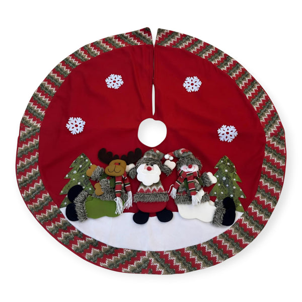 SWEN Smitten, The Enchanting Whimsical Winter Friends Appliquéd Christmas Tree Skirt