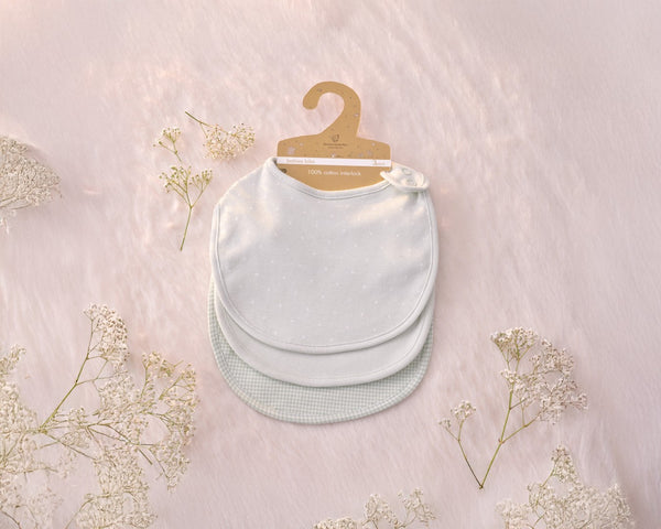 Blooms and Butterflies Sage Green Bibs - Set of 3