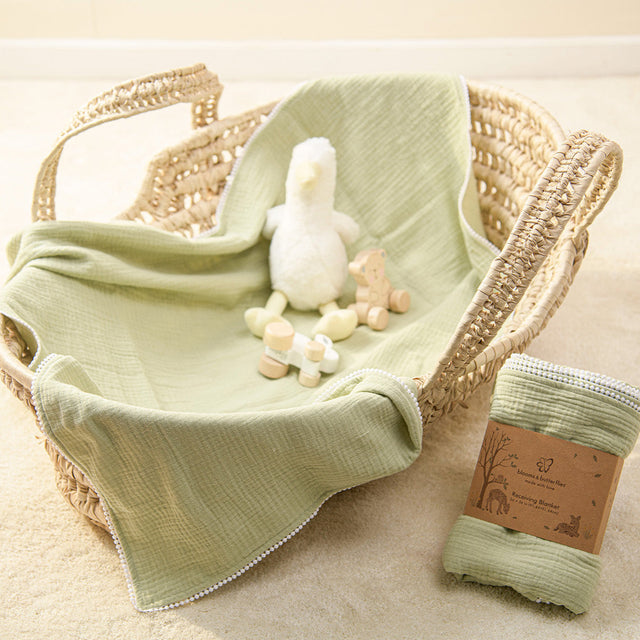 Blooms and Butterflies Bamboo Cotton Receiving Blanket- Sage Green
