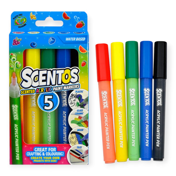  Scentos Scented Acrylic Markers, Pack Of 5