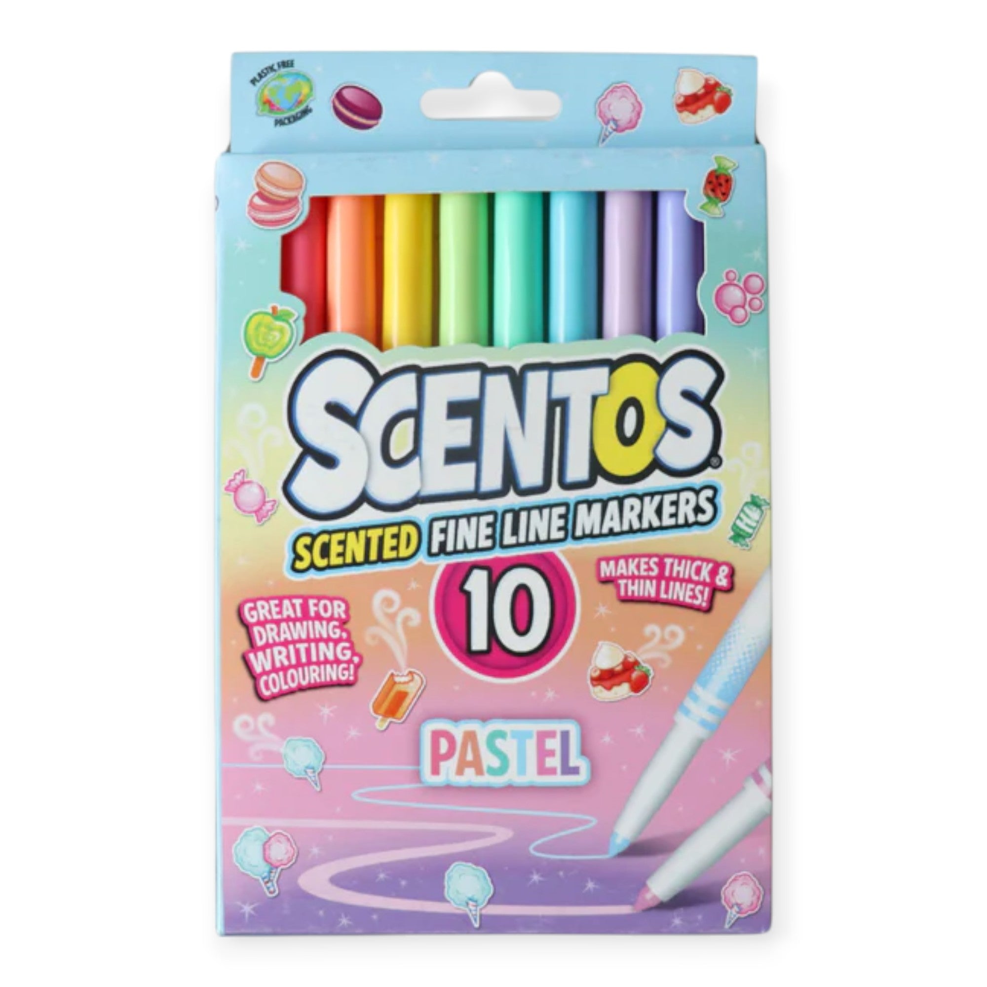 Scentos Scented Pastel Color Fine Line Markers, Pack Of 10 – BabyAmore