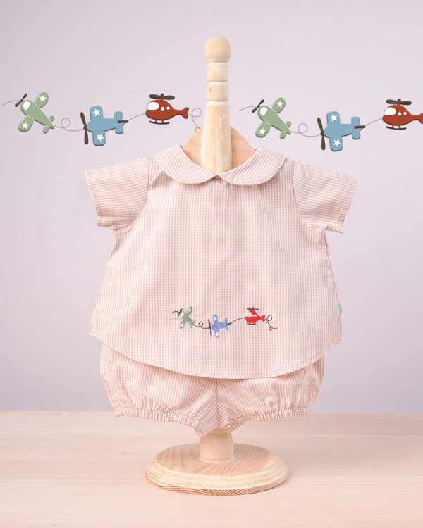 Blooms and Butterflies Vehicle - Sky Explorer Newborn Boy Shirt and Shorts Set