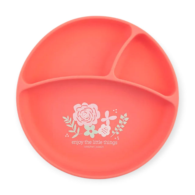 Stephen Joseph Silicone Baby Plate Coral Flower