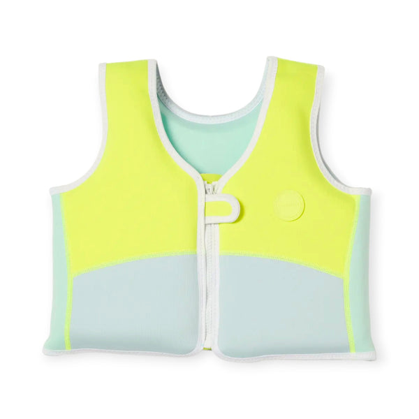 Sunnylife Salty the Shark Swim Vest 3-6 Aqua Neon Yellow