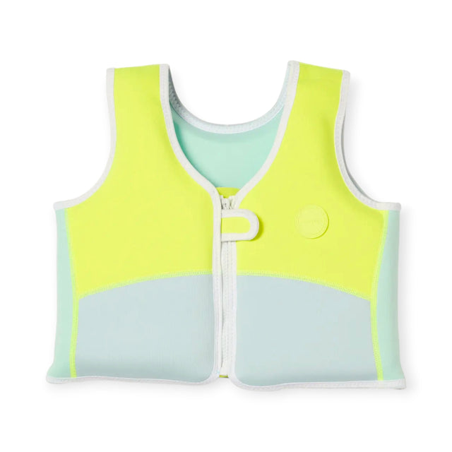 Sunnylife Salty the Shark Swim Vest 3-6 Aqua Neon Yellow