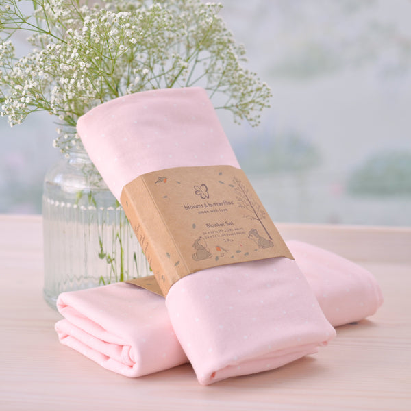 Blooms and Butterflies Knitted Receiving Blanket - Rose Pink
