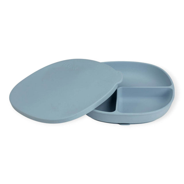 b.box Silicone Plate + Lid with Suction Base Ocean Blue