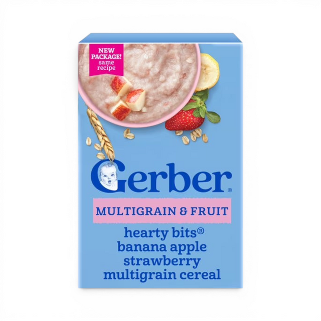Gerber MultiGrain & Fruit Hearty Bits Banana Apple Strawberry Multigrain Cereal, 227g
