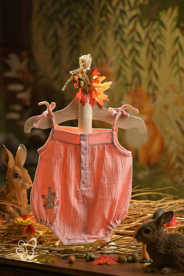 Blooms and Butterflies Bamboo Cotton - Dewdrop Mist Girls Romper