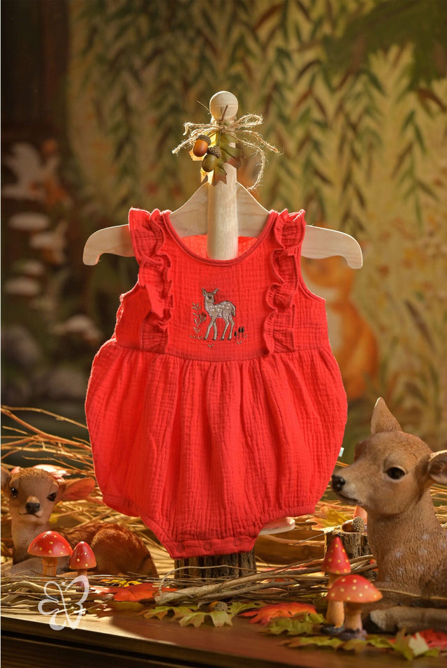 Blooms and Butterflies Bamboo Cotton - Fawn's Glow Girls Romper