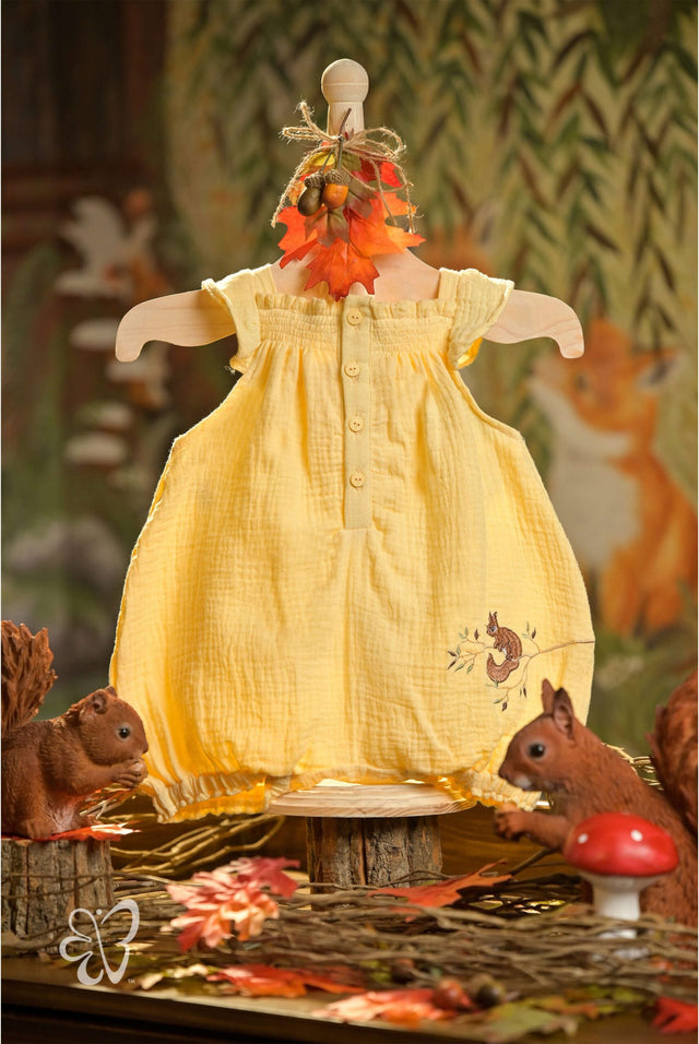Blooms and Butterflies Bamboo Cotton - Nutty Nibbles Girl Romper ( 3-6 months )