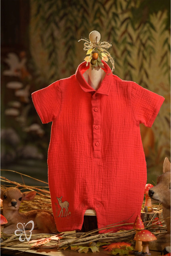 Blooms and Butterflies Bamboo Cotton - Woodland Fawn Romper