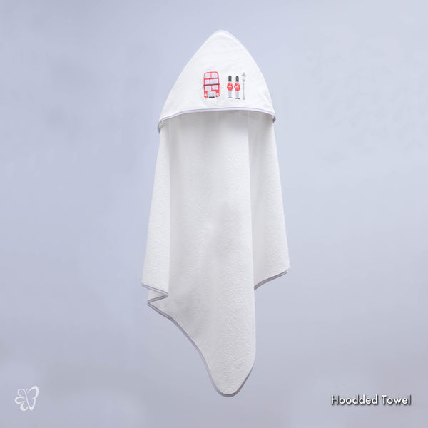 Blooms and Butterflies London Bridge Hooded Towel