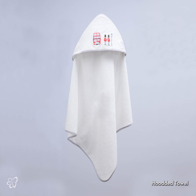 Blooms and Butterflies London Bridge Hooded Towel