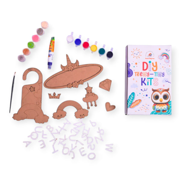 iLearnNgrow Teeny Tiny Unicorn Theme Name Plate and Door Knob